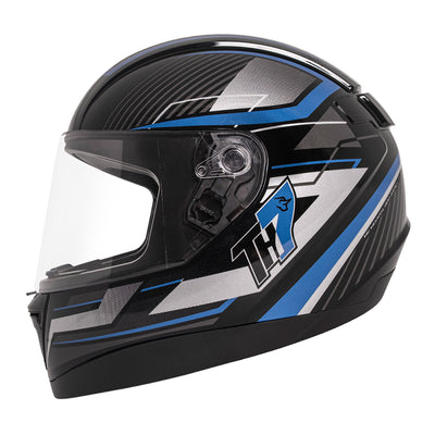 Capacete TH7 Grid Preto e Azul Brilho
