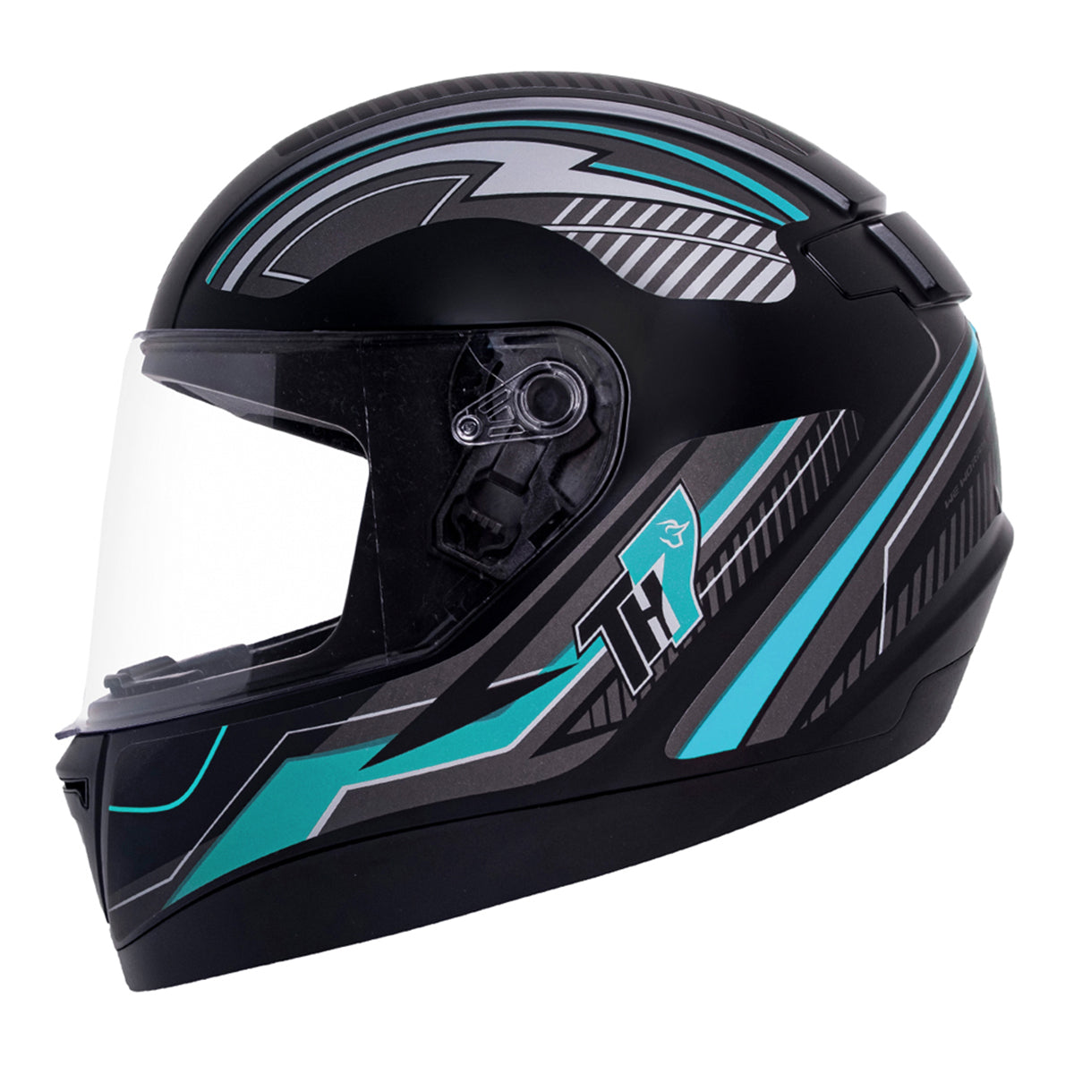 Capacete TH7 Trama Preto Turquesa