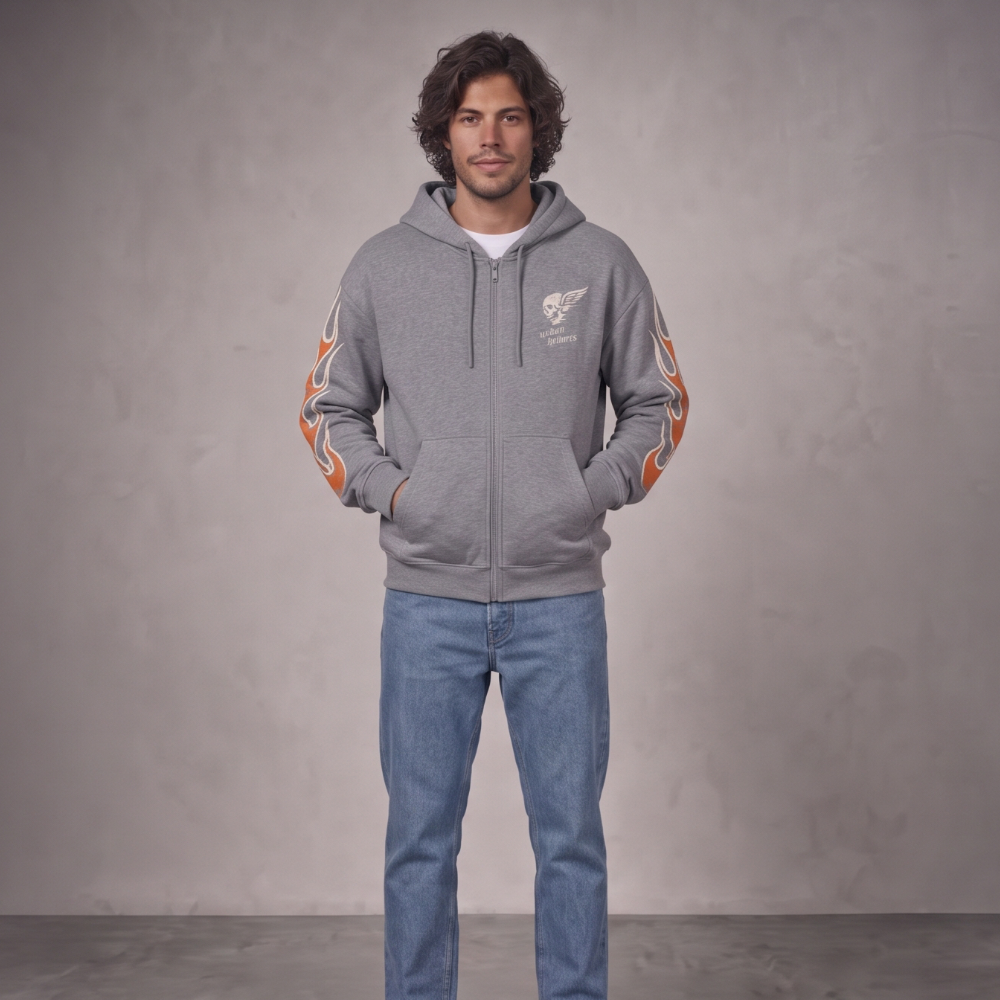 Casaco Urban Hoodie Gray Rocky Skull