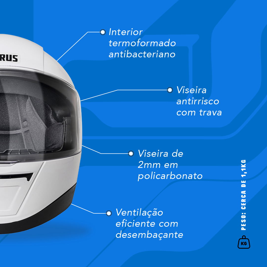 Capacete TH7 Branco Brilho